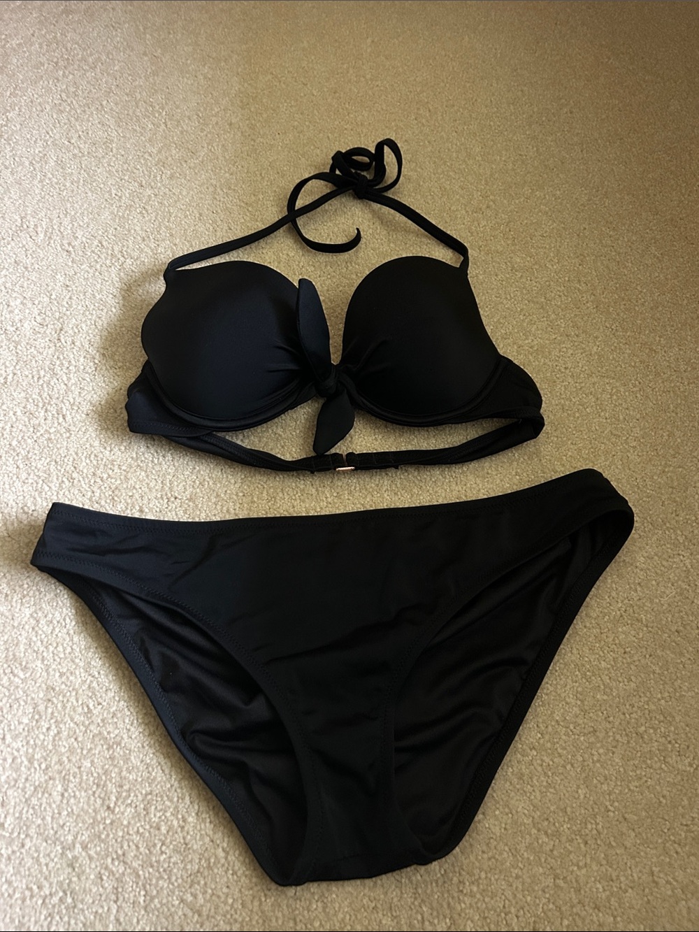 Shade & Shore Black Two-Piece Bikini Set - Halter Push-Up Top & Brief